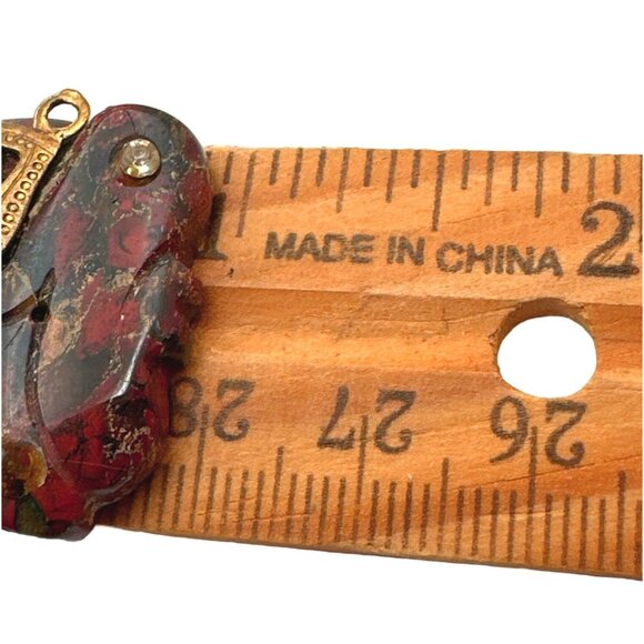 Vintage Carved Elephant Red Jasper Pendant Charm Handmade Cultural Spiritual - Picture 7 of 8